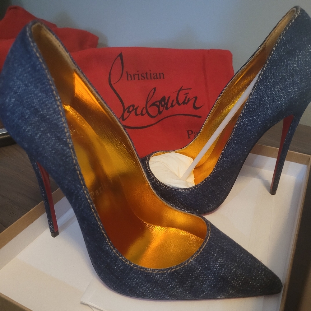 Christian louboutin denim heels size 38